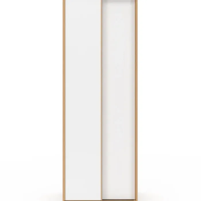 Armoire 2 portes coulissantes SLIDEA bois et blanc 60 cm penderie avec étagère