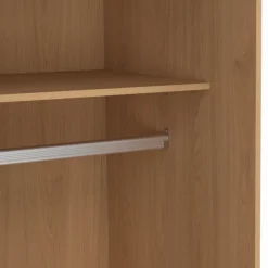 Armoire 2 portes coulissantes SLIDEA bois et blanc 60 cm penderie avec étagère