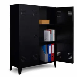 Armoire basse métallique noire