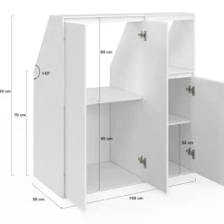 Armoire blanche sous pente 3 portes 1 niche