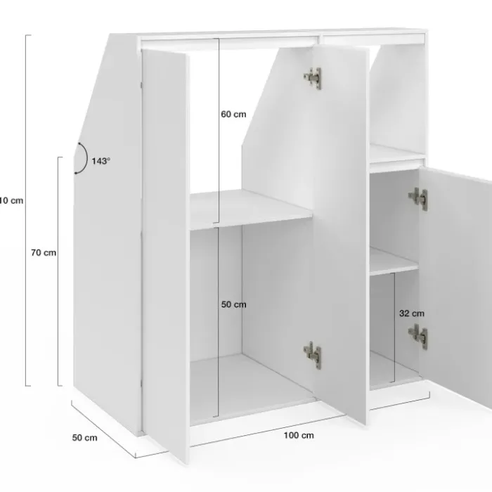 Armoire blanche sous pente 3 portes 1 niche