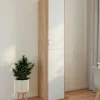 Armoire de bureau bois 180 cm multifonction 3 étagères 1 porte blanche