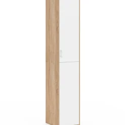 Armoire de bureau bois 180 cm multifonction 3 étagères 1 porte blanche