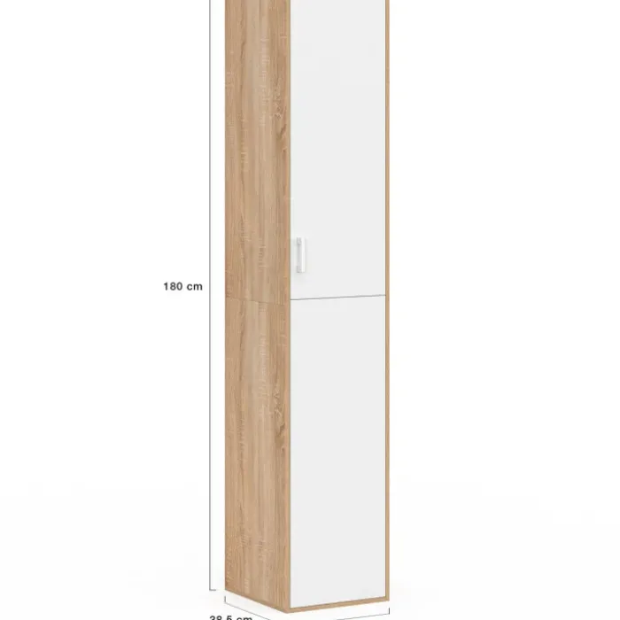 Armoire de bureau bois 180 cm multifonction 3 étagères 1 porte blanche
