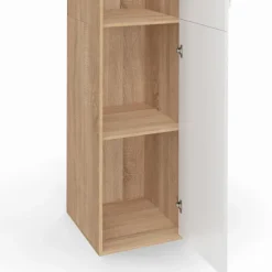 Armoire de bureau bois 180 cm multifonction 3 étagères 1 porte blanche