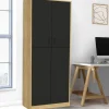 Armoire de bureau multifonction bois noir