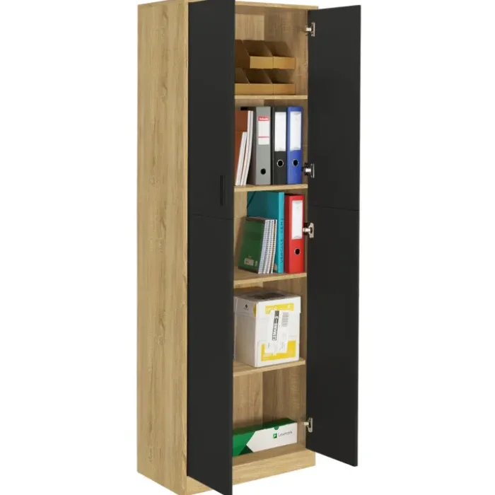 Armoire de bureau multifonction bois noir
