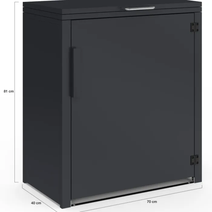Armoire de jardin en métal 70 x 40 x 80 cm gris anthracite avec porte et toit relevable