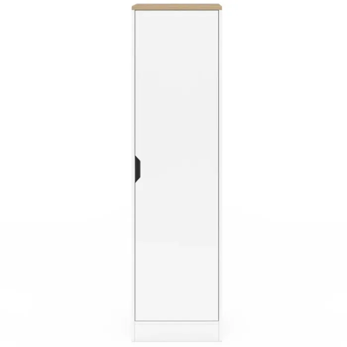 Armoire de rangement 1 porte avec étagères blanc et bois
