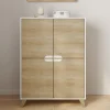 Armoire de rangement scandinave avec 4 portes blanc et bois