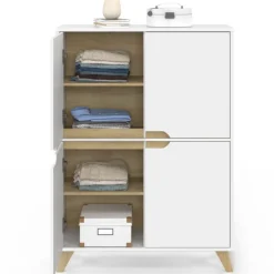 Armoire de rangement scandinave avec 4 portes bois blanc