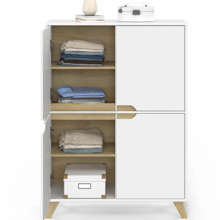 Armoire de rangement scandinave avec 4 portes bois blanc