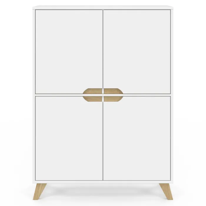 Armoire de rangement scandinave avec 4 portes bois blanc