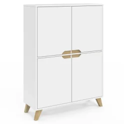 Armoire de rangement scandinave avec 4 portes bois blanc