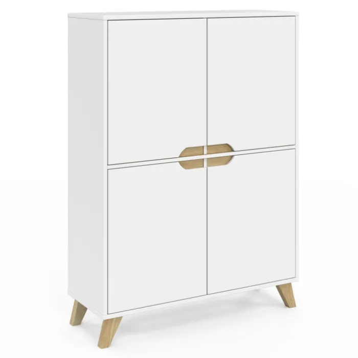 Armoire de rangement scandinave avec 4 portes bois blanc