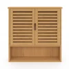 Armoire de salle de bain murale en bambou 2 portes et étagère