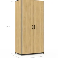 Armoire grande capacité avec penderie et étagères