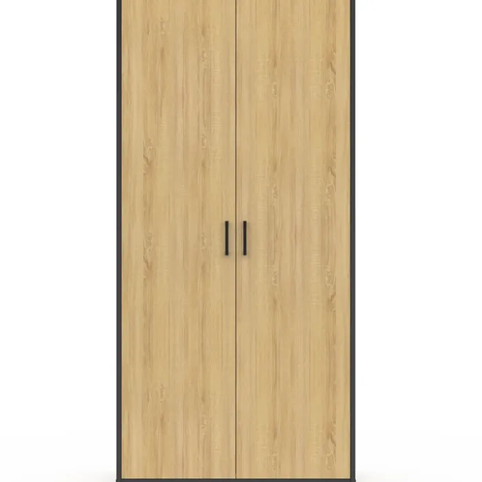 Armoire grande capacité avec penderie et étagères