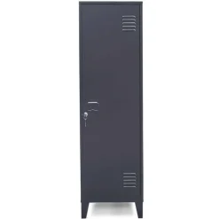 Armoire industrielle vestiaire métallique et bois gris foncé