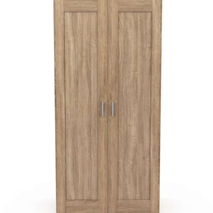 Armoire penderie en hêtre avec 2 portes et étagères