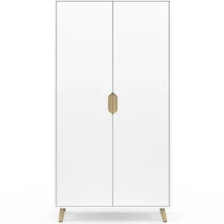 Armoire scandinave 2 portes blanche penderie 80 cm avec étagères rangement