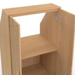 Armoire sous pente 2 portes 60 x 50 x 70/110 cm effet lattes tasseau bois coloris chêne
