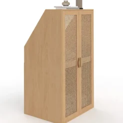 Armoire sous pente 2 portes 60 x 50 x 70/110 cm bois et cannage