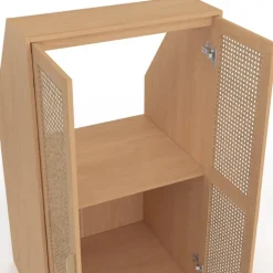 Armoire sous pente 2 portes 60 x 50 x 70/110 cm bois et cannage