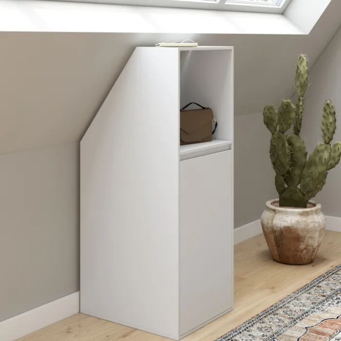 Armoire sous pente blanche 1 porte 1 niche