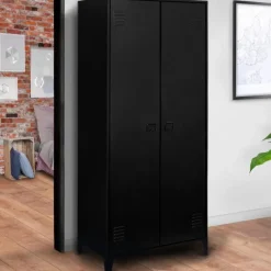 Armoire vestiaire métal noir avec 2 portes