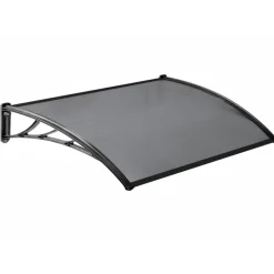 Auvent de porte marquise en polycarbonate noire 80 x 120 cm