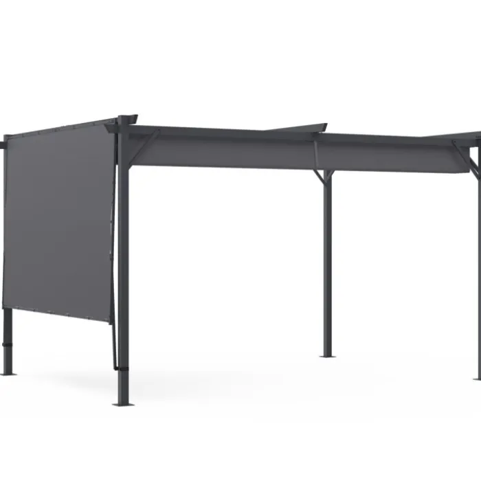 Auvent inclinable et réglable 250 x 150 cm pour pergola toit rétractable gris anthracite
