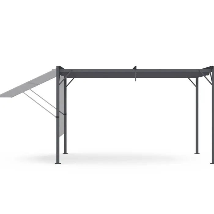 Auvent inclinable et réglable 250 x 150 cm pour pergola toit rétractable gris anthracite