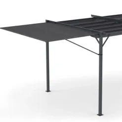 Auvent inclinable et réglable 250 x 150 cm pour pergola toit rétractable gris anthracite