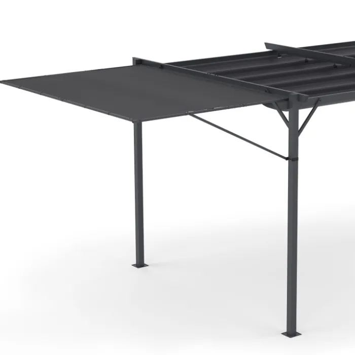 Auvent inclinable et réglable 250 x 150 cm pour pergola toit rétractable gris anthracite