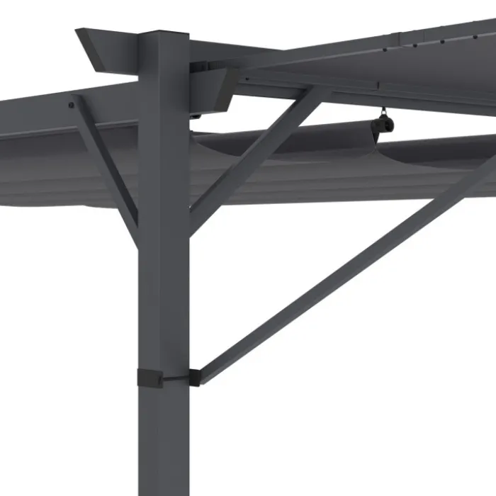 Auvent inclinable et réglable 250 x 150 cm pour pergola toit rétractable gris anthracite