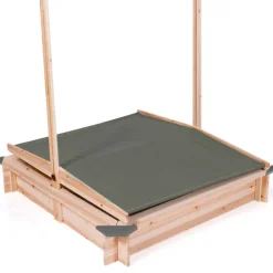 Bac à sable en bois avec toit gris refermable