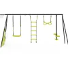Balançoire 4 portiques pour jardin avec panier de basket et but de foot