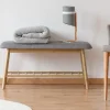Banc bambou tissu gris style scandinave