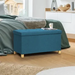Banc coffre bleu canard 76 cm