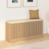 Banc d'entrée chaussures lattes tasseau bois coloris chêne