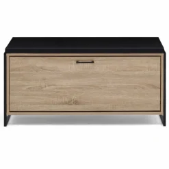 Banc d'entrée industriel avec coussin et rangement chaussures 100 cm