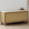 Banc d'entrée vintage avec rangement chaussures effet cannage naturel