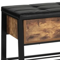 Banquette coffre de rangement bois et métal