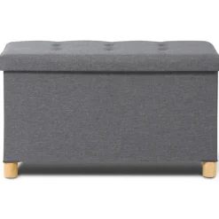 Banquette rangement tissu gris anthracite en lin