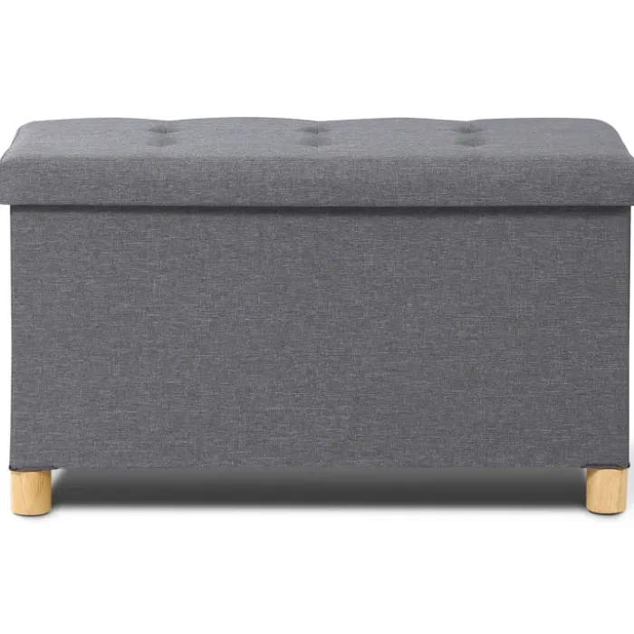 Banquette rangement tissu gris anthracite en lin