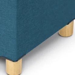 Banquette rangement tissu bleu canard en lin