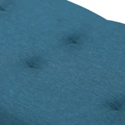 Banquette rangement tissu bleu canard en lin