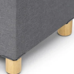 Banquette rangement tissu gris en lin