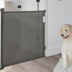 Barrière extensible pour chien et animaux domestiques 130cm grise